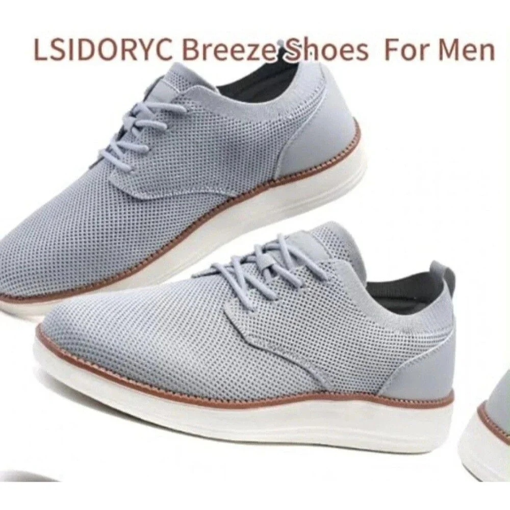 LSIDORYC Mens Gray Breeze Lace-Up Lightweight Casual Comfort Sneakers Sz 10.5/11